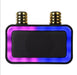Rectangular device with gold nozzles and colorful LED lights on a white background