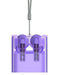 Purple lanyard holder with two card holders on a white background