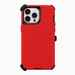 Red phone case with black accents on a white background