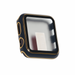 Smartwatch with a black and gold case on a white background