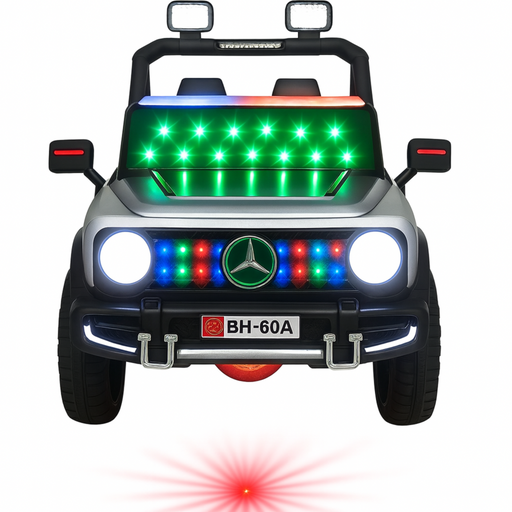 Children's toy car with LED lights on a white background