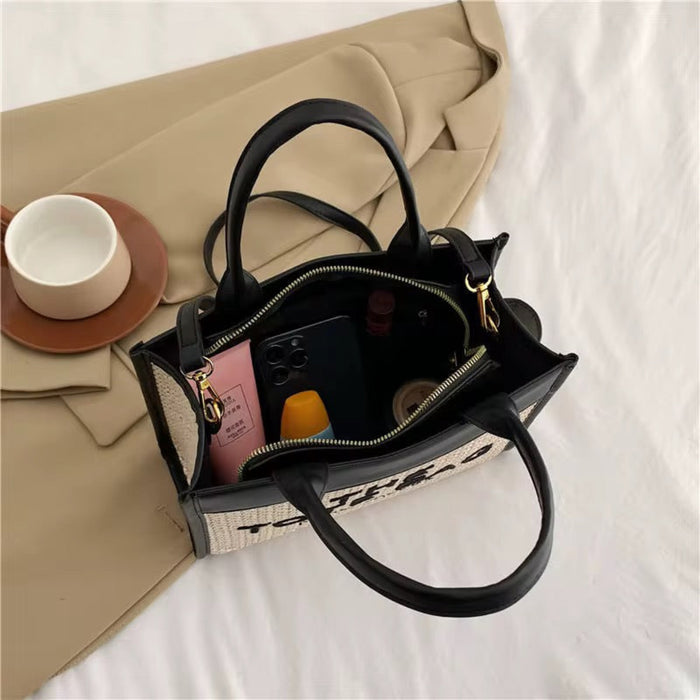 The Tote Bag – Yellow Canvas & Leather Trim