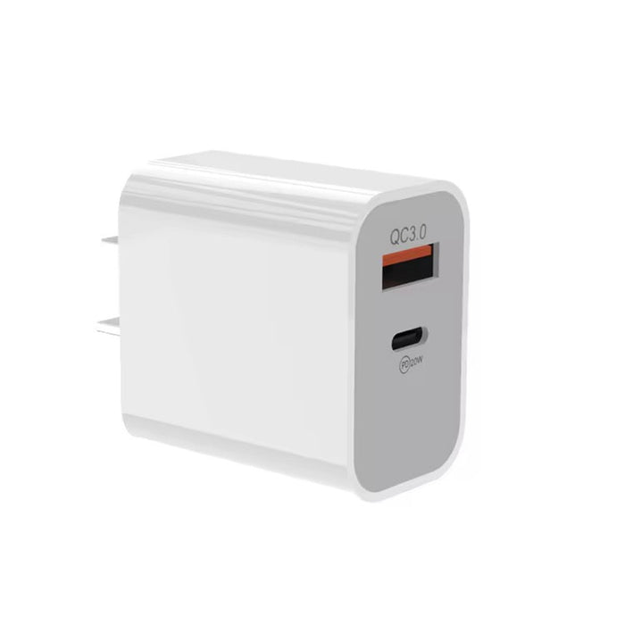 White USB charger with QC3.0 indicator on a white background