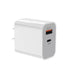 White USB charger with QC3.0 indicator on a white background