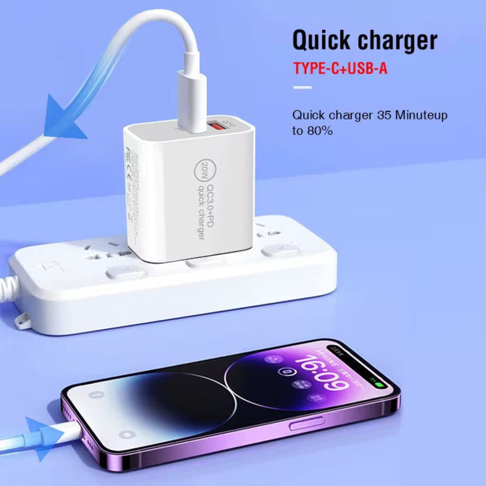 20W Fast Charging USB-C Power Adapter – Compact Wall Charger