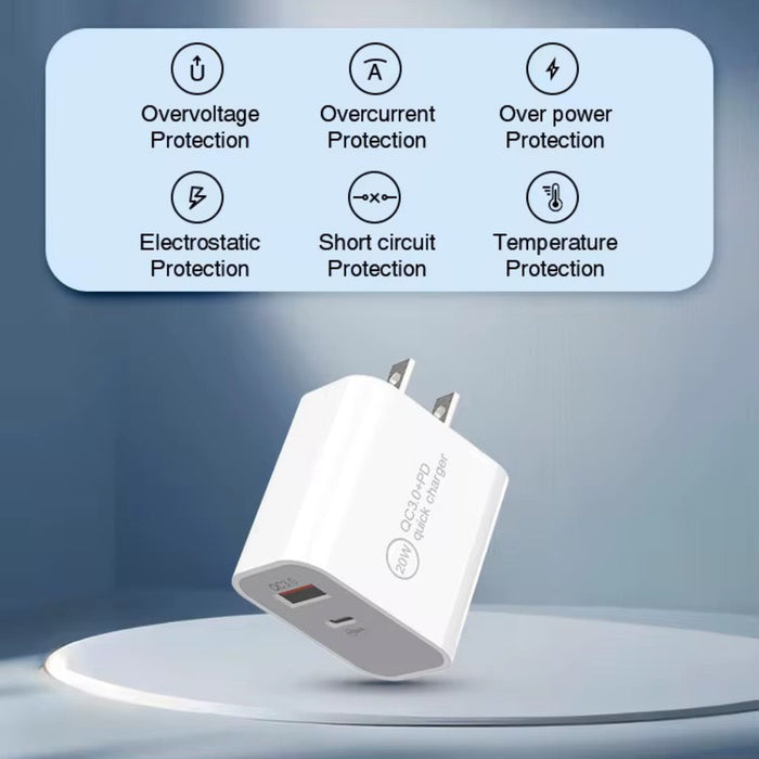 20W Fast Charging USB-C Power Adapter – Compact Wall Charger