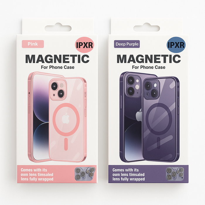 Magnetic Clear Case with MagSafe Ring – iPhone XR (Pink or Deep Purple)