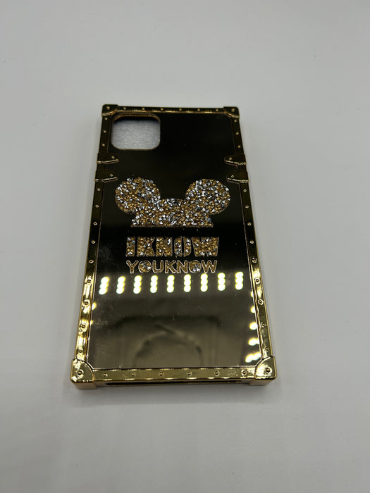 iPhone 11 Pro Max – Mirror Bling Case with Crystal Ears (Gold & Silver)