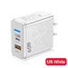 White power adapter with multiple ports on a white background