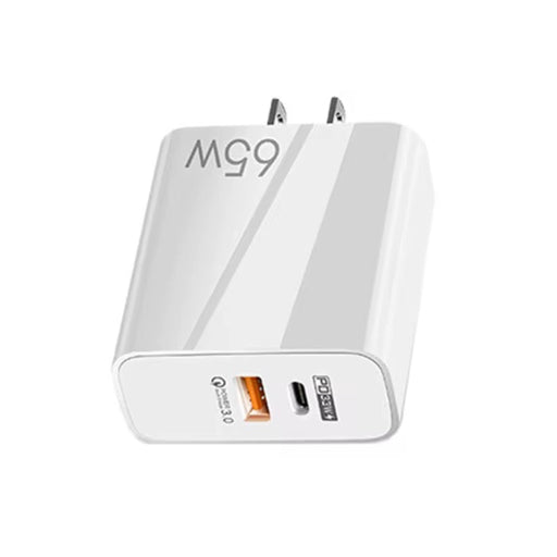 White power adapter with multiple ports on a white background