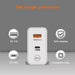 Fast charger performance with QC 5.0, PD 33w, safe charging, compatible chips on a gray background