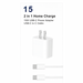 15W USB-C power adapter and cable set on a white background with text indicating '2 in 1 Home Charge'.