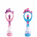 Two colorful toys with dolphin designs on a white background