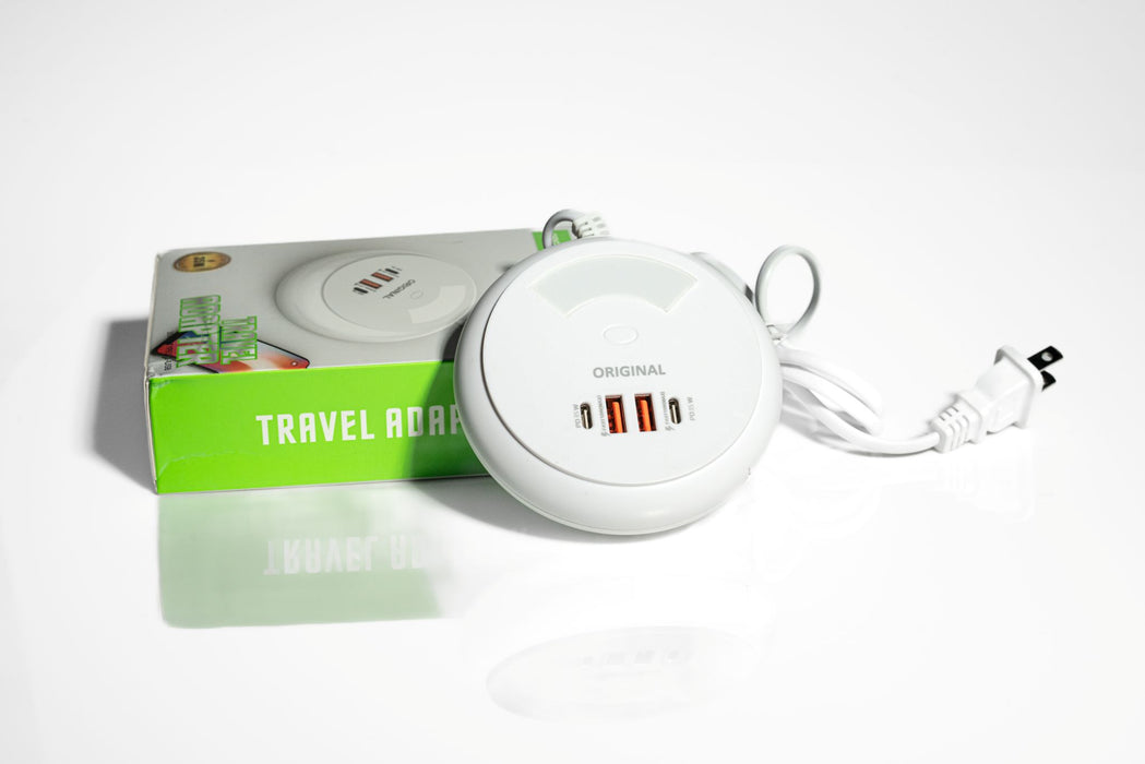 35W Travel Adapter – 2 Type-C + 2 USB Ports | Universal Power Socket Charger