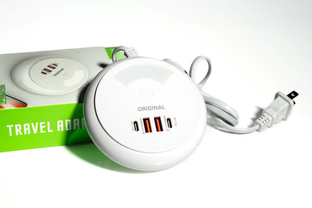 35W Travel Adapter – 2 Type-C + 2 USB Ports | Universal Power Socket Charger