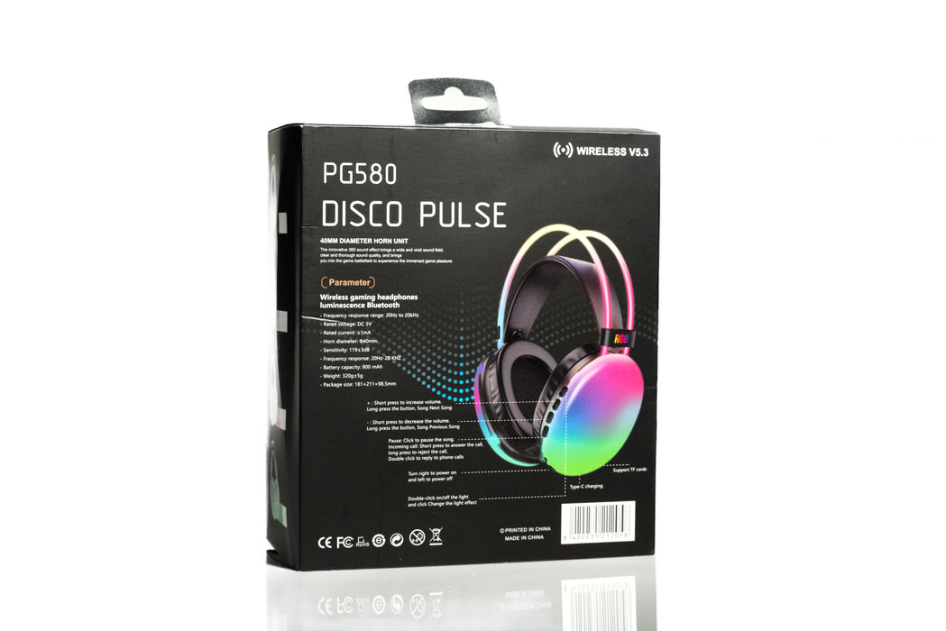 PG580 Disco Pulse Wireless Gaming Headphones with RGB Lights